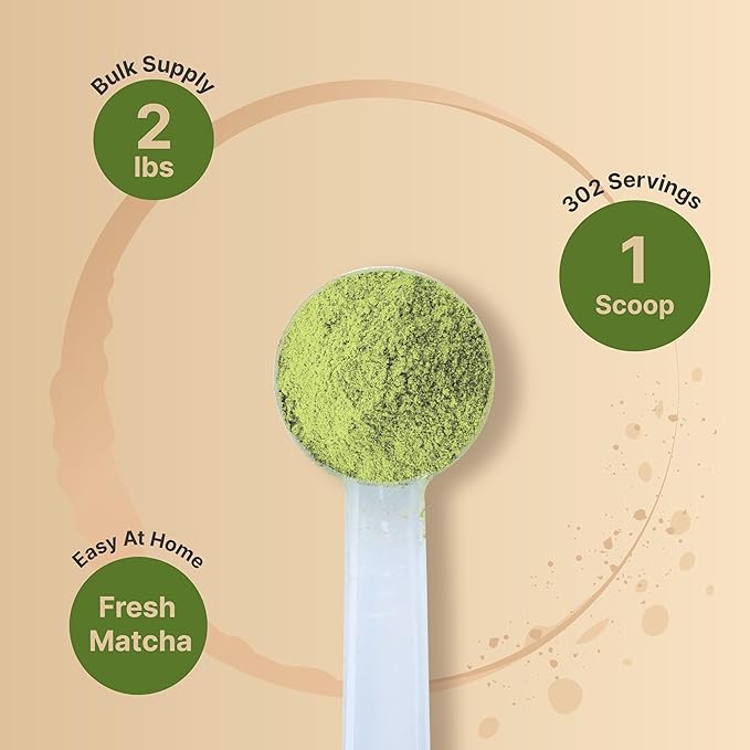 Organic Matcha Green Tea Powder, 2 Pounds | Unsweetened with Zero Sugar, Culinary Grade, Potent Early Harvest, Fine Stone Ground – Vegan, All Purpose, Great for Matcha Latte