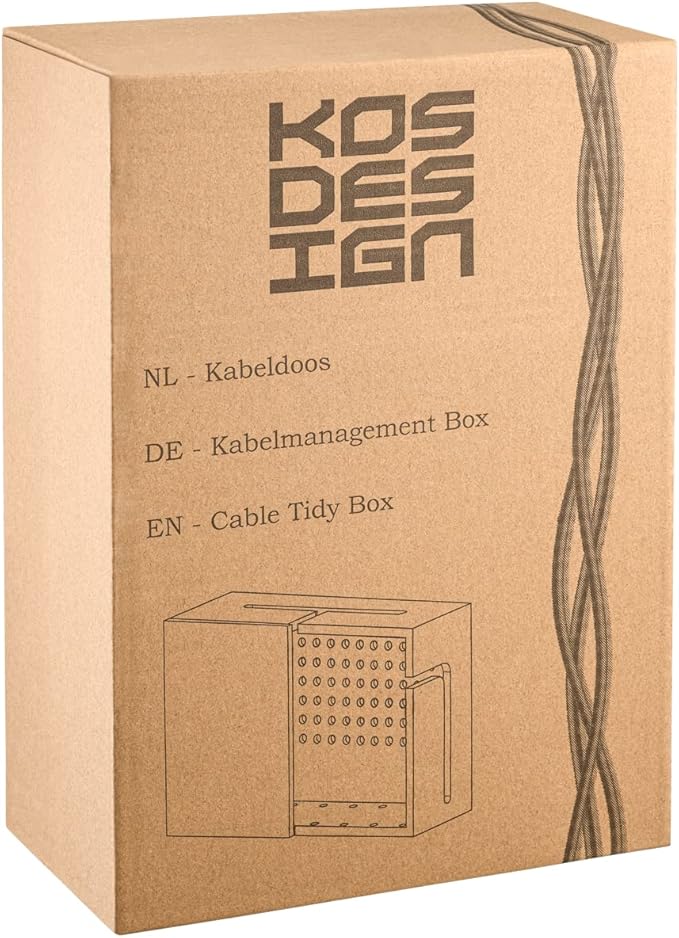 Bamboo Cable Management Box with Magnetic Lid & Ties - Elegant, Durable Cable Organizer to Hide Cords & Power Strip - Wall Mountable Box Hider for Home, Office, Desk & More (White)