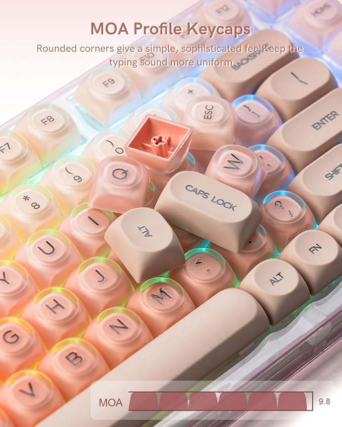 X75 75% Wireless Mechanical Keyboard, Hot Swappable Computer Creamy Keyboard, Foundation Jelly Keycaps, Pre-lubed Switches Gasket Mount RGB Backlit Gaming Keyboards for Wins/Mac, Pink