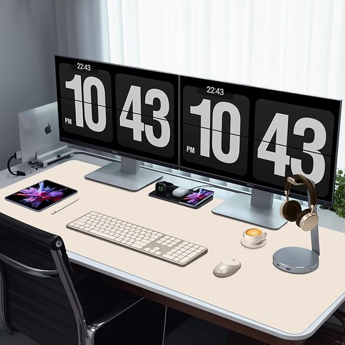 Large Desk Pad, 47.2" x 17" PU Leather Desk Mat for Desktop, Non-Slip Office Desk Mat for Desk, Desk Blotter Pad, Waterproof Computer Pad for Desk, Keyboard Mats for Home & Office (Apricot)