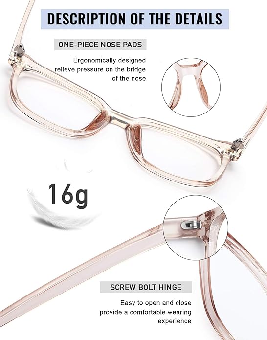 PANNER Oversized Square Blue Light Blocking Glasses for Women Men Anti Glare Reduce Eyestrain Computer Glasses