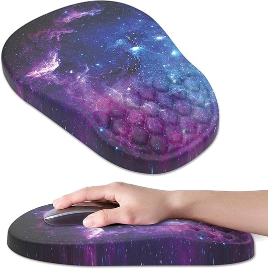Ergonomic Mouse Pad Wrist Support, with Memory Foam & Non-Slip PU Base, Comfortable Massage Design Mouse Pad Relieve Wrist Fatigue&Pain, Suitable for Computer, Office and Home(05Starry Sky)