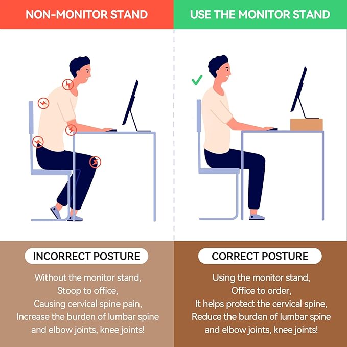 KIRIGEN Monitor Stand Wooden -Desk Stand Wood for Computer/Laptop/TV Printer - Monitor Arms & Stands Desk Riser for Office Organizers - Desktop Workspace Platforms Stands (39,Natural)
