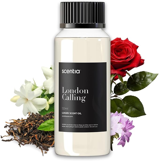 Hotel Diffuser Oil Inspired by Ferrari - 120 ml 4.06 fl oz - Fragrance Oil Blend White Tea, Cedarwood & Soku Lime for Aromatherapy Diffusers and Humidifiers - London Calling, Mothers Day Gift