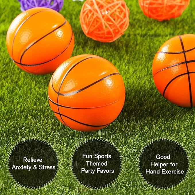 LovesTown 2.5 Inch Mini Basketballs, 20PCS Soft Foam Stress Balls - Squishies for Stress Relief, Party Favors, School