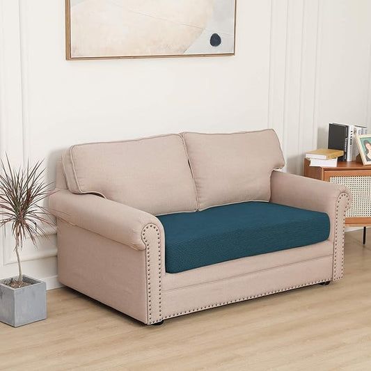 Easy-Going Stretch Loveseat Cushion Cover Sofa Cushion Furniture Protector Sofa Seat Sofa Slipcover Sofa Cover Soft Flexibility with Elastic Bottom(Loveseat Cushion, Deep Teal)