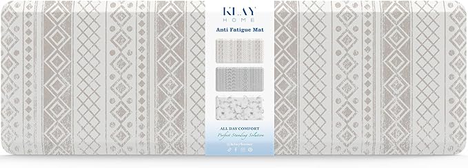 Klay Home Kitchen mats for Floor Anti Fatigue, 3/4" Thick 100% PU Memory Foam Kitchen mat, Padded Kitchen mat, Cushion Kitchen Sink Rug Waterproof Non-Slip Well-Made (Large Runner 20" x 60", Boho)
