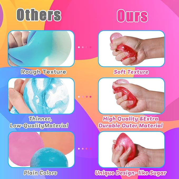 Fidget Toys Stress Balls for Kids & Adults, Sugar Squishy Balls, Squishy Sensory Squeeze Toys for Anxiety/ADHD Relief, (Drop Ball)