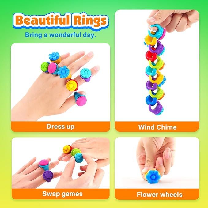 Fidget Rings Sensory Toys for Kids: 18 Pack Fidget Anxiety Spinner Rings- Autism Sensory Toy for Special Needs ADHD- Stress Relief Quiet Fidgets for Classroom- Small Treasure Box Prizes Bulk Gifts