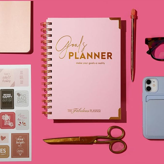 Undated Goal Planner, Daily & Weekly Organizer & Productivity Planner with Goal Setting Worksheets, To Do lists Journal, Notes & Ideas Pages, A5 Size (Pink)