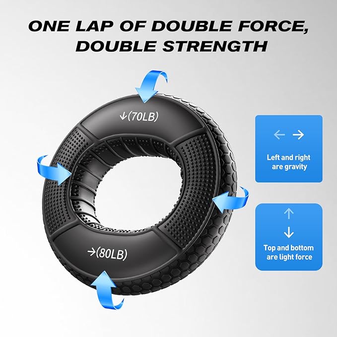 Hand Grip Strengthener Rings - 4 Pack Finger Exerciser Grip Strength Trainer Silicone Squeezer Gripper for Muscle Strengthening Training Forearm Grip Workout Stress Relief Rehabilitation 30LB-80LB