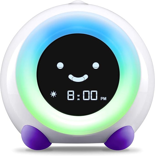 LittleHippo Mella: Kids Alarm Clock, Ready to Rise Children's Sleep Trainer, Night Light, Sound Machine and OK to Wake for Toddlers and Kids - Bright Purple (Updated 2025)