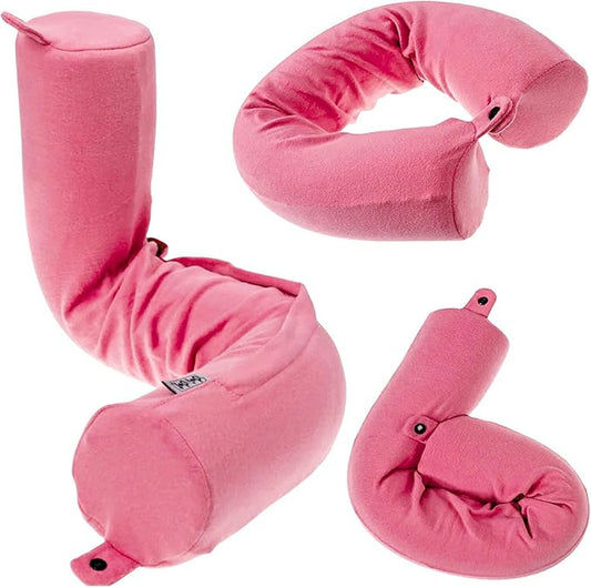 Dot&Dot Twist Memory Foam Travel Pillow for Airplanes - Travel Neck Pillow for Sleeping - Airplane Pillow for Neck Support, Chin, Lumbar and Leg - Bendable Neck Roll Pillow Travel Essentials