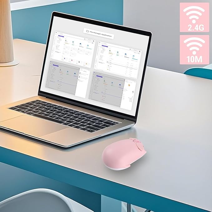 Cute Pig Design Wireless Mouse - Dual Mode Bluetooth & USB, Silent Operation, Ergonomic, Ideal for Laptops & PCs, for Animal Lovers and Family (pnik)