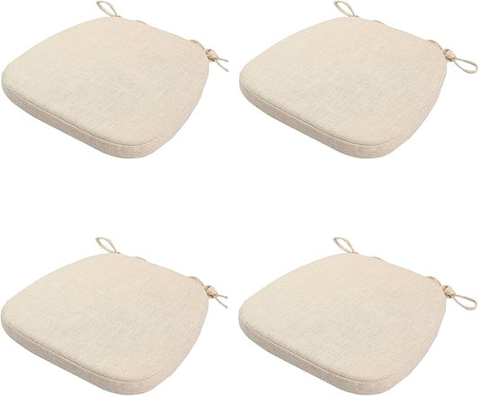 Chair Cushion with Ties for Dining Chairs - Memory Foam Non Slip Kitchen Chair Pad and Dining Seat Cushion with Machine Washable Cover Set of 4 [16.5 x 16.2 Inches] (Light Beige, 4)