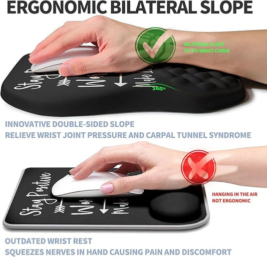 Ergonomic Raised Mouse Pad Wrist Support with Bilateral Slope Memory Foam Mousepad for Wrist Rest and Carpal Tunnel Pain Relief 11.8x7.9〃Inspirational Quotes