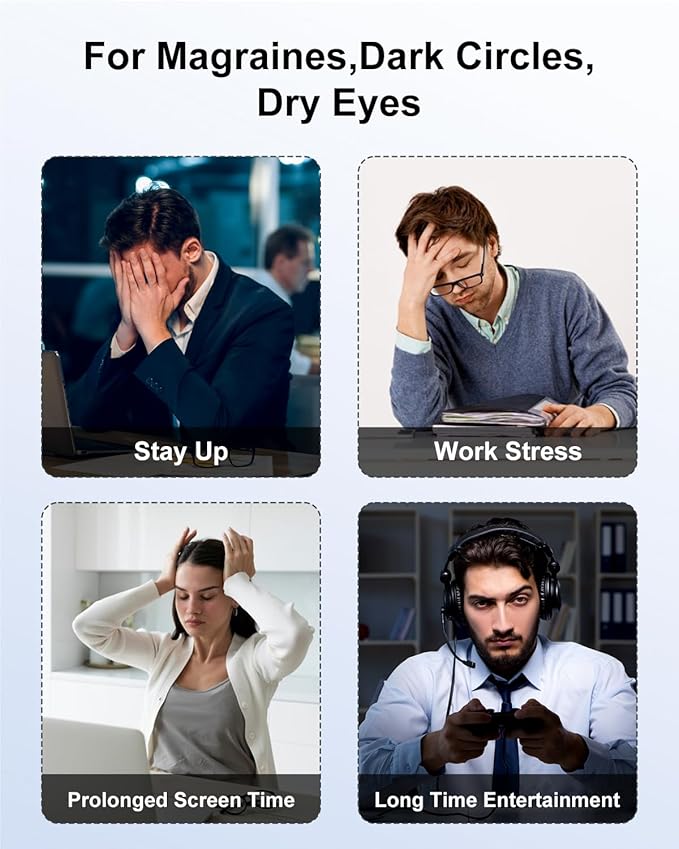 Eye Massager with Heat & Bluetooth Music, Mothers Day Birthday Gifts for Women, Reduce Eye Strain, Headache Relief and Improve Sleep, Eye Care Device for Migraine-Grey