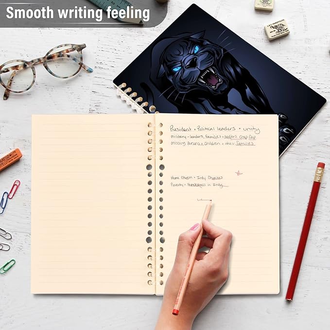 senya Spiral Notebook Ruled 2 Pcs, Roaring Panther Journals for Study and Notes 60 Pages with Durable Hardcover