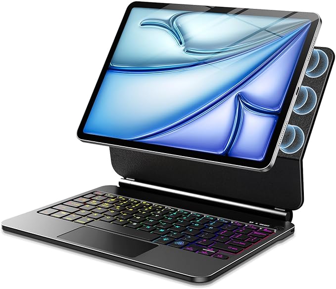 Keyboard Case for iPad Air 13 inch (M3 2025/M2, 2024),iPad Pro 12.9 inch (3/4/5/6th Gen) Magic Magnetic Backlit Keyboard Case with Multi-Touch Trackpad- Easy-Set Floating Cantilever Stand (Black)