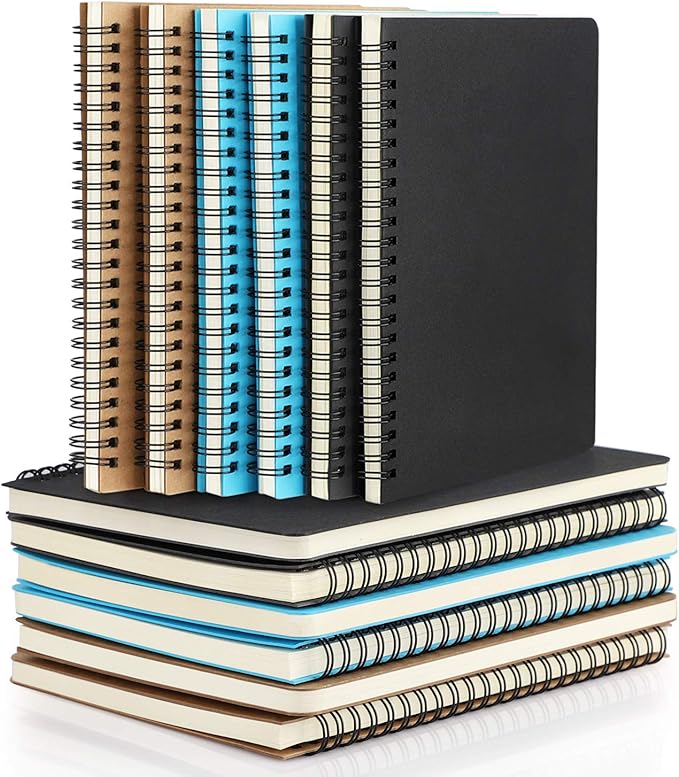 EUSOAR Spiral Ruled Notebook, A5 12packs 5.5"X8.3" 120 Pages Lined Travel Writing Notebooks Journal, Memo Notepad Sketchbook, Students Office Business Diary Ruled Spiral Journal-3 Colors Covers
