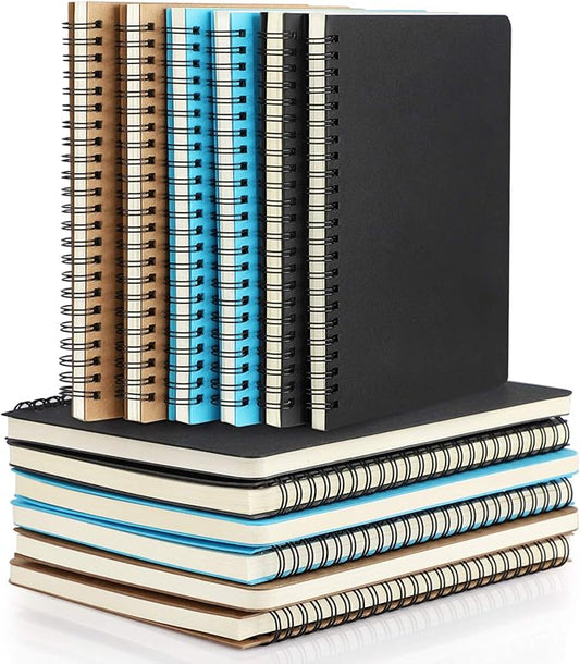 EUSOAR Spiral Ruled Notebook, A5 12packs 5.5"X8.3" 120 Pages Lined Travel Writing Notebooks Journal, Memo Notepad Sketchbook, Students Office Business Diary Ruled Spiral Journal-3 Colors Covers