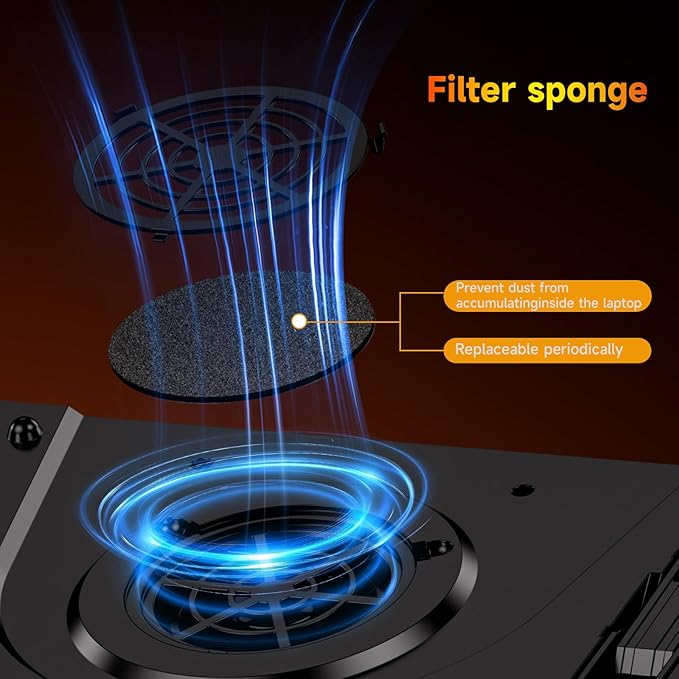 GT300 Upgraded Laptop Cooling Pad with Adjustable Stand, Turbo Boosted Cooler for Rapid Cooling 10-17inch Gaming Laptop, Flexible Sealing Ring，Featuring Air Filtration and USB Hub