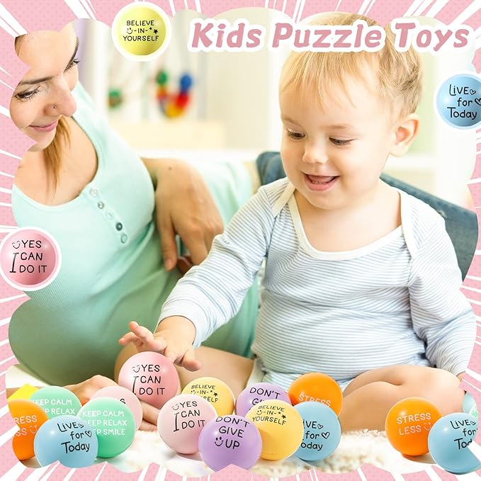 Wettarn 60 Pcs Motivational Stress Balls for Adults with Drawstring Bag 1.97" Inspirational Encouraging Anxiety Stress Relief Foam Ball with Quote Hand Exercise Squeeze Accessory(Pastel Colors)