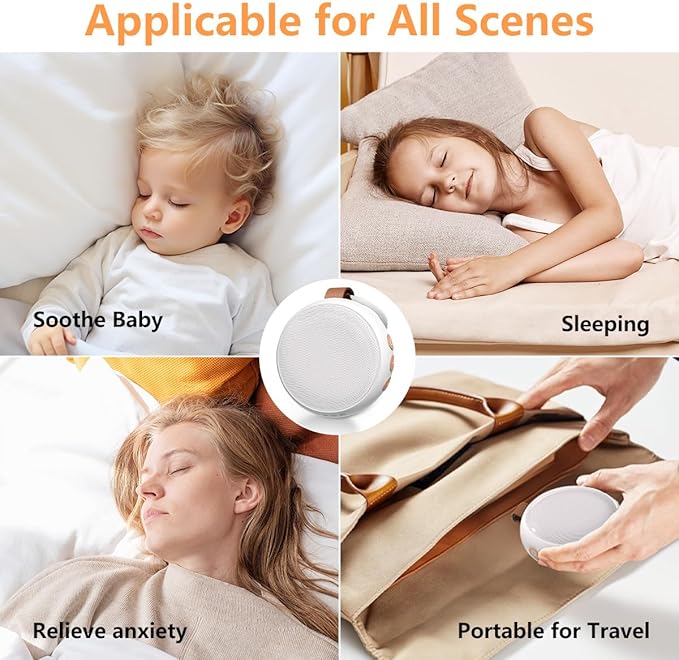 Mini White Noise Machine Sound Machine with 30 Soothing Sounds 32 Volume Levels Baby Portable Sleep Soother Rechargeable Travel Sound Therapy Pink Brown Noise Sleep Machine for Kid Adult