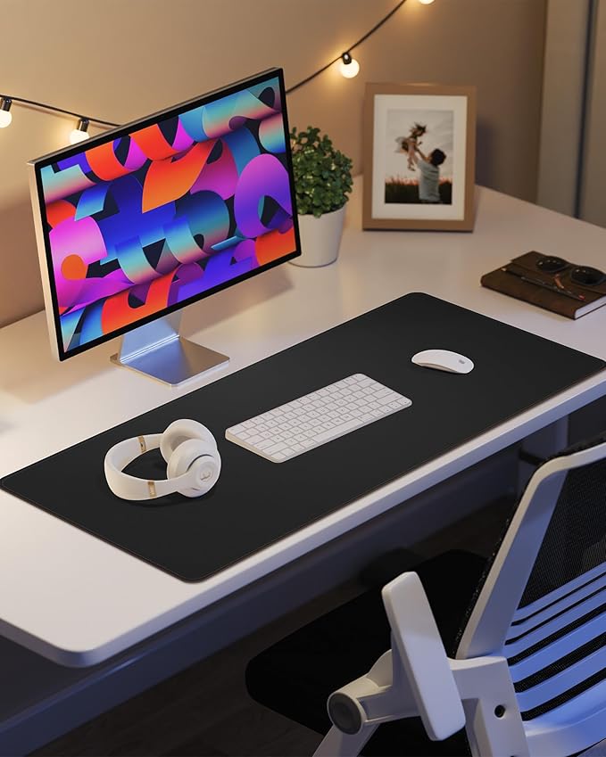 Non-Slip Desk Pad,Desk mat,Large Mouse Pad, Office Desk mat, Waterproof PU Leather Desk Blotter Mat, Desk Cover Mat,Desk Organizer and Accessories for Men(Black, 23.6" x 13.7")