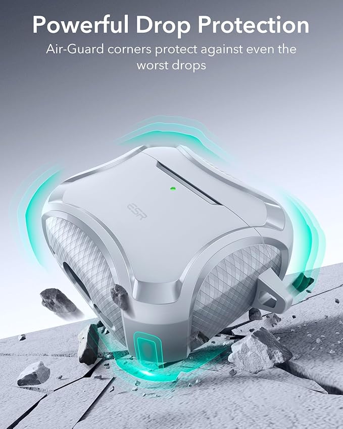 ESR for AirPods 4 Case, Compatible with AirPods 4th Generation Case (2024), Compatible with MagSafe, Powerful Drop Protection, Magnetic Lid, Cyber Series, Desert Titanium,Gray