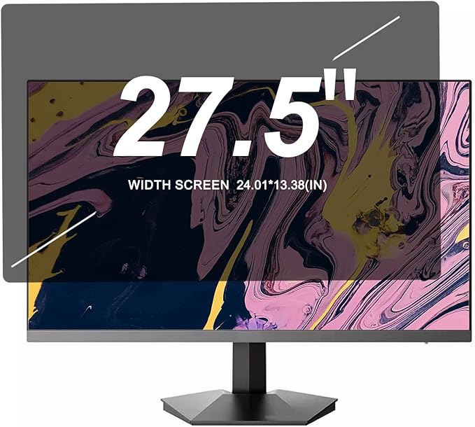 27.5" Computer Privacy Screen for Monitor,Anti Glare Film Protector Film for Data Confidentiality Suit for Desktop Computer Screen Anti Fingerprint.Two Installation Method. Size Is(610*340 mm