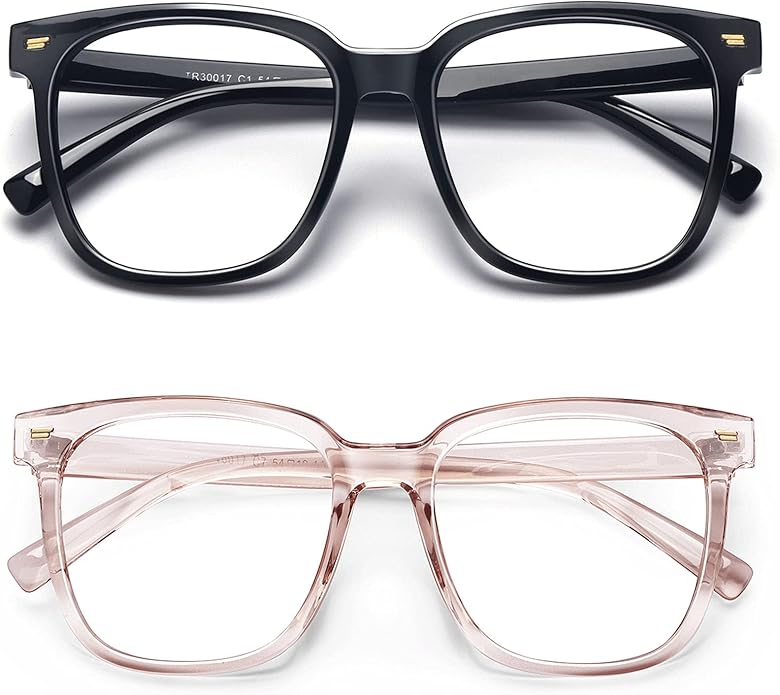 PANNER Oversized Square Blue Light Blocking Glasses for Women Men Anti Glare Reduce Eyestrain Computer Glasses