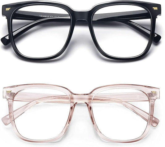 PANNER Oversized Square Blue Light Blocking Glasses for Women Men Anti Glare Reduce Eyestrain Computer Glasses