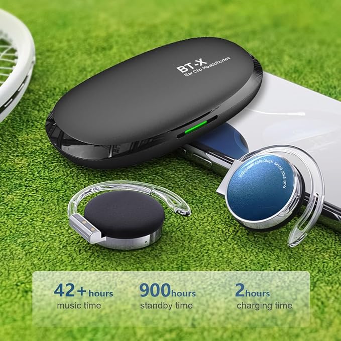 Clip on Headphones Bluetooth V5.3, On Ear Headphones Wireless with Earhooks, Open Ear Headphones, Sports Headset Bluetooth with 4 Microphones, Earphones Noising Cancelling/Long Battery Life