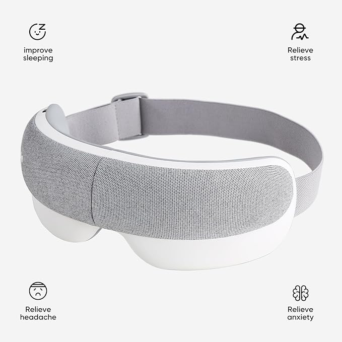 Eye Massager & Bluetooth Heat Sleep mask,Parents Gift Sets |with Storage Bag & Greeting Card | Migraine Relief,Relaxation,Bedtime Stress Relief | White Noise,3D airbag kneading| Smart Head Massager