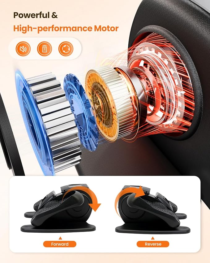 Under Desk Elliptical Machine, Ellipse Leg Exerciser as Seen on TV with Remoter, Quiet Electric Seated Pedal Exerciser, Mini Leg Exercise While Sitting for Seniors, Manual & Auto Mode for Home Office