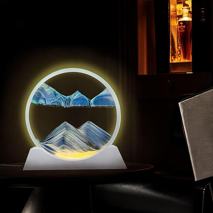 Aoderun 12" Moving Sand Art & Light 3 Color Changing 3D Deep Sea Sand Art Sandscape for Adults' Relaxing Toys & Desktop/Home Office