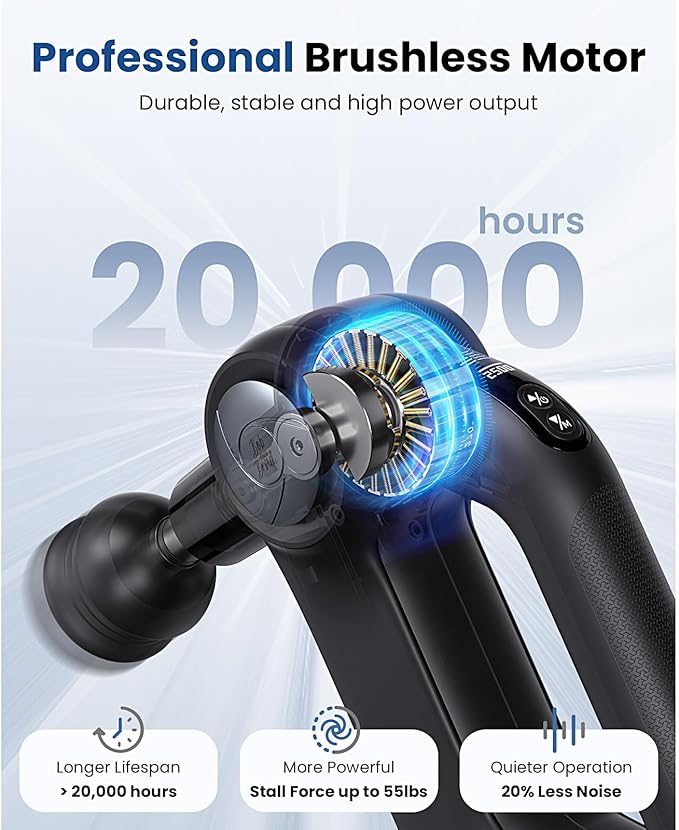 BOB AND BRAD D5 Pro Massage Gun, Powerful Percussion Massage Gun Deep Tissue with Enhanced Power for Athletes Home Gym, Handheld Muscle Massager for Pain Relief & Muscle Therapy, Ideal Gift