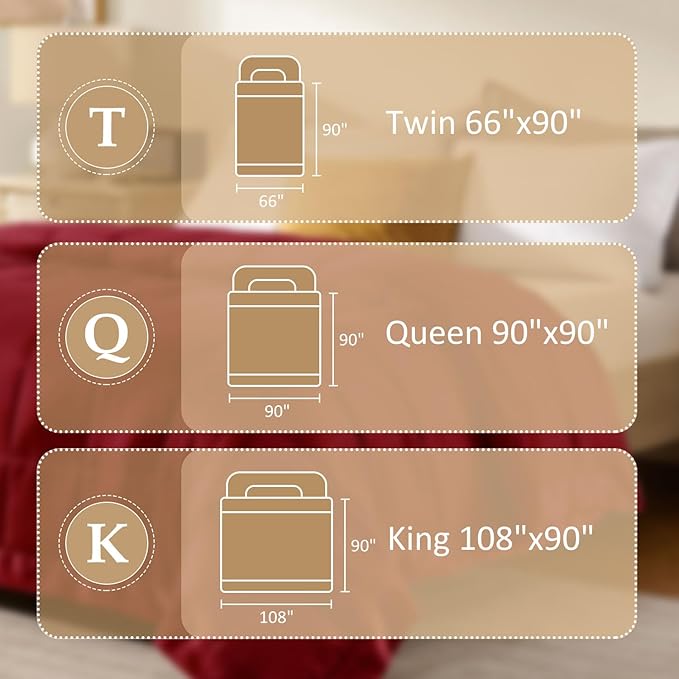 downluxe Queen Size Blanket with Satin Trim, Lightweight Down Alternative Blankets Queen Size for All Season, Machine Washable (Red, 90x90 Inch)