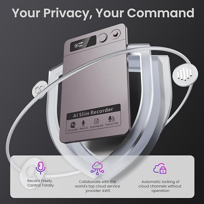 AI Voice Recorder, Transcribe & Summarize, AI Noise Cancellation Technology, Supports 152 Languages, 64GB Memory APP Control Audio Recorder for Lectures, Meetings, Calls (Starlight)