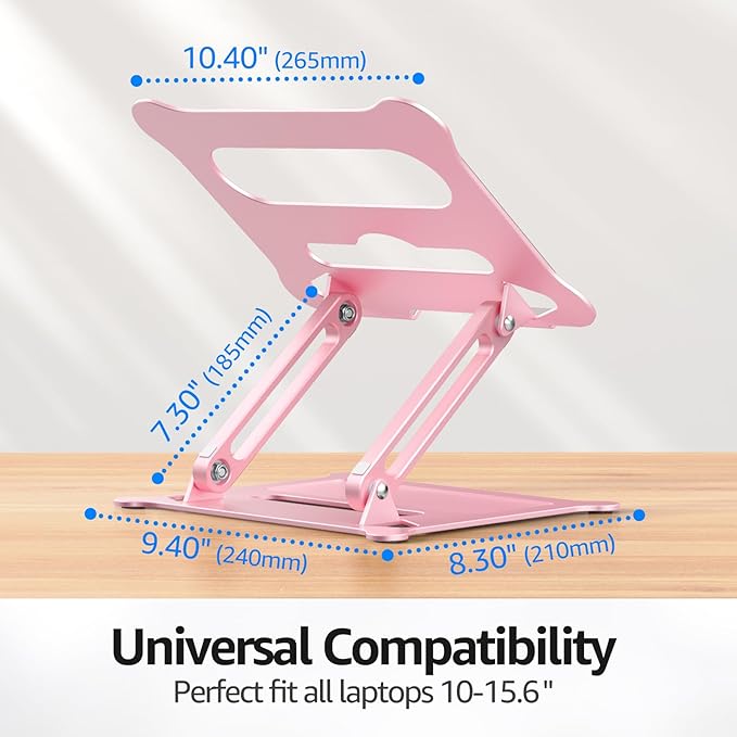 Urmust Laptop Stand for Desk Aluminum Computer Stand Riser Holder for Laptop Compatible with MacBook Air Pro, Dell, HP, Lenovo Samsung, Alienware All Laptops 11-15.6"(Pink)