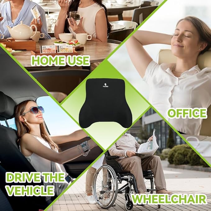 Lumbar Support Pillow, Memory Foam Cushion, Improve Posture and Relieve Low Back Pain, Lumbar Support for car Seats, Gaming Chairs, Office Chairs, wheelchairs