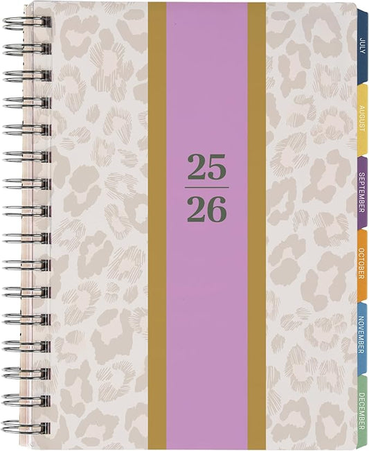 Inspired by Erin Condren 12-Month A5 Weekly Planner (Jul 2025 - Jun 2026), Compact Weekly and Monthly Planner Calendar, 70 Lb. Text Weight Paper, Leopard Era Covers, Wire-O Spiral Binding