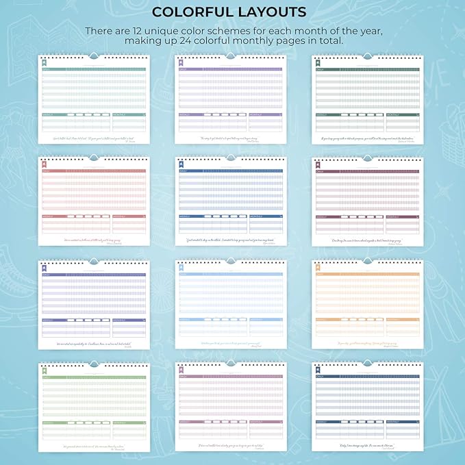 Clever Fox Habit Tracker Calendar – Inspirational Goal Tracker and Habit Calendar for Atomic Habits – Colorful Habit & Goal Planner Journal to Boost Productivity – 24 Months, 10″ x 8″ (Turquoise)