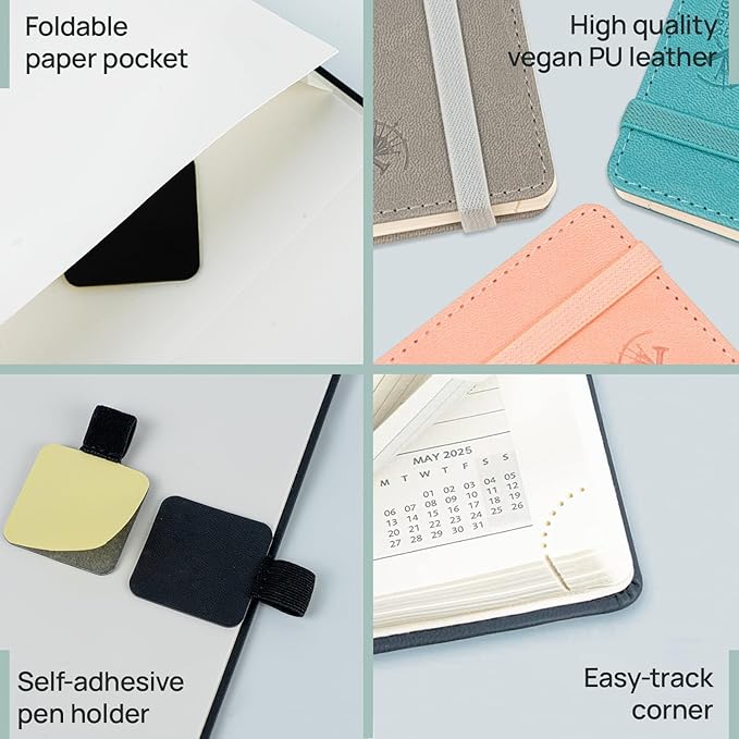 POPRUN Pocket Monthly Planner 2025-2026 (Pocket- 4''x 6.25''Soft Leather Cover) - 18 Month Calendar Book for Purse (Jul.2025-Dec.2026), 100 GSM Thick Paper - Night Sky Blue