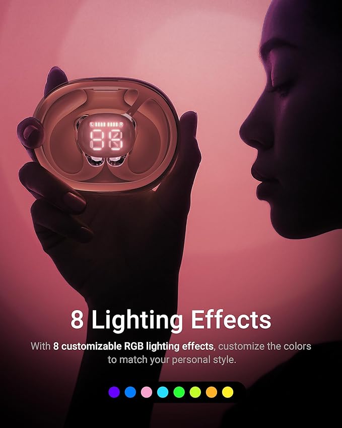 ACEFAST AceFit Pro Open-Ear Headphones, Night Safety Mode for Sports, Powerful Bass, 7.6g Ultra-Comfort, Bluetooth 5.4, 30H Playtime with Digital Display, IP54 Sports Earbuds for Running & Workouts