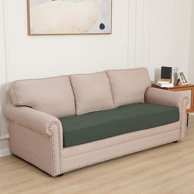 Easy-Going Stretch Cushion Cover Sofa Cushion Furniture Protector Sofa Seat Sofa slipcover Sofa Cover Soft Flexibility with Elastic Bottom(Oversized Sofa Cushion,Olive Green)