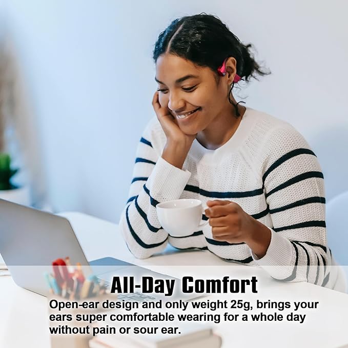 Bone Conduction Headphones Bluetooth5.0 Wireless Headset Open Ear SweatProof Sports Headphones for Workouts Running Walking Cycling Fitness Fishing Yoga-Yellow