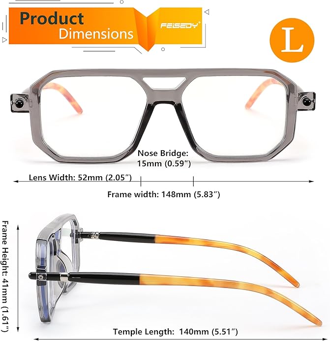 FEISEDY Vintage Square Blue Light Blocking Glasses Women Men 70s Flat Aviator Glasses Computer Anti Glare B0062