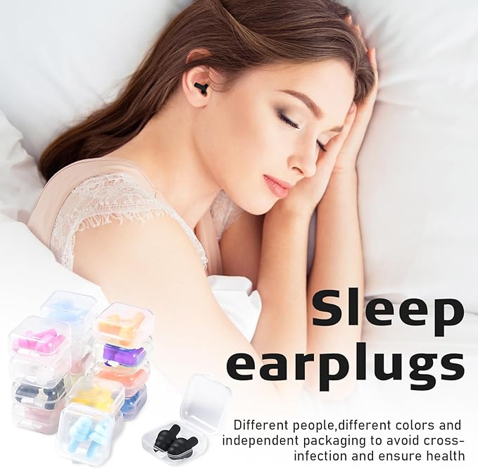 Tondiamo 150 Pairs Ear Plugs Bulk Individually Wrapped Silicone Ear Plugs with Carry Case Soft Reusable Noise Cancelling Earplugs for Sleeping Swimming Concerts Shooting Noise Reduction(Black)